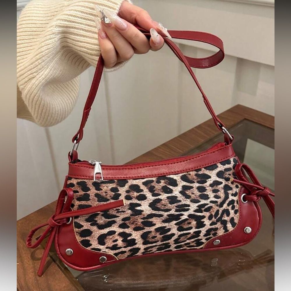 Leopard Print Red Women's Bag